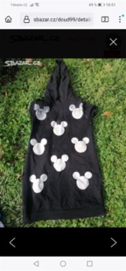 Dlouhá černá mikina Mickey Mouse