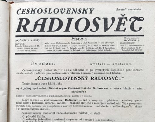 Časopisy ČESKOSLOVENSKÝ RADIOSVĚT, 1927